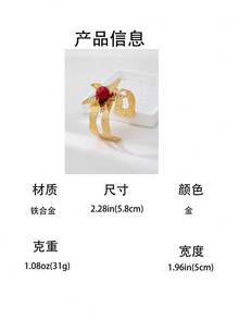 1pc Starfish Bracelet Inlaid With Vibrant Pearls, Jewelry Gift For Women To Wear On Holidays And Parties - Red - View 11