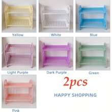 シンプルな二層式折りたたみデスクトップラック、ランダムカラーの収納棚 - デスクトップ - チェックする 10