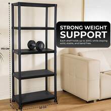 NEW! 2x 5 Tier Black Plastic Heavy Duty Shelving Racking Storage Unit - Multicolor - View 6