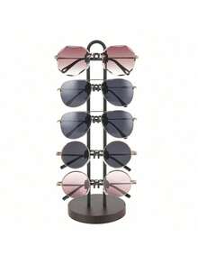 1pc 360° Rotating Fashion Glasses Display Stand With Wooden Tray And Base, Eyeglasses Holder Rack For Storing Multiple Pairs Of Fashion Glasses, Suitable For Desk, Vanity, Dresser, Bedside Table - Multicolor - View 16