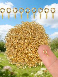 100/300/500/1000/2000pcs Multi-Color Mini Eye Needles, Eye Needles, Hooks, Eyelets, Threaded Metal Screws, Jewelry Pendant Connectors, DIY Jewelry Making Supplies, 10mm/0.39 Inch - Multicolor - View 12