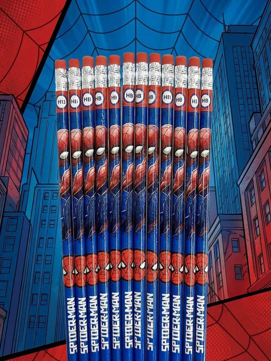 Marvel 12支装蜘蛛侠官方授权铅笔 绘图铅笔 书写工具 文具 蜘蛛侠粉丝收藏礼品套装 漫威 - A - 查看 1