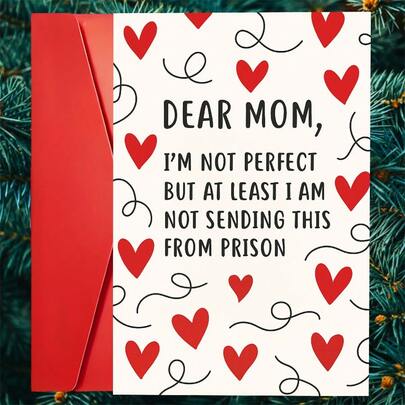 1 Cute "Mom" Greeting Card | Perfect For Mother's Day, Housewarming, Birthday Celebrations, And Warm Family Greeting Cards, Made Of Paper Material