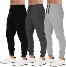 Men's 3-Pack Athletic Sweatpants With Pockets For Workouts - 黑色/炭灰色/海軍藍 - 查看 3