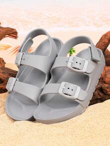 Sandalias de verano para exteriores, zapatos ligeros y cómodos de punta abierta para niños para el jardín - Gris - Ver 8