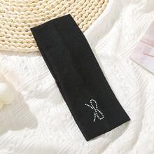 1件宽版纯色蝴蝶结水钻发箍，复古街头嘻哈风格，休闲时尚小众设计，优雅头饰，女士假日必备发饰，夏季沙滩发带 - 彩色 - 查看 12