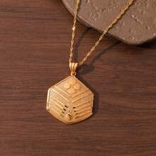 2件套中东斋月条纹奢华小众几何条纹首饰套装，节日礼物之选 - 金黃色 - 查看 3