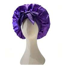1pc Luxury Silk Satin Adjustable Drawstring Sleep Cap, Comfortable Fit, Unisex, Protects Hair At Night, Comfortable Ruffle Design, Fits Head Closely, Protects Hair |   Satin Cap |   Smooth Satin - Baby Blue - View 17