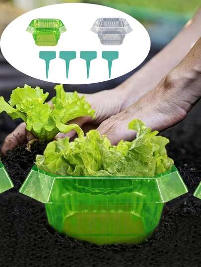 1 Set 10 Pcs Square Plastic Plant Protectors With 10 Pcs Plant Labels Plastic Slug And Snail Plant Protection Collars Snail Defense Without Chemistry For Outdoor Indoor Garden Planter Plants Seedlings Garden Lawn Agricultural Protection