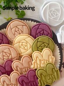 A Cute Little Rabbit-Shaped Cookie Cutter, A Cookie Stamp Featuring A Little Rabbit, Chrysanthemum And Rose Patterns, A Kitchen Parent-Child Cookie Mold, A Set Of Love Snacks-Making Tools For Giving To Mom. - View 10