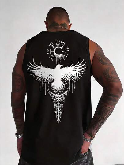 Áo tank top cổ tròn in hình la bàn bí ẩn, đa năng, thời trang dành cho nam, thích hợp cho mùa hè.