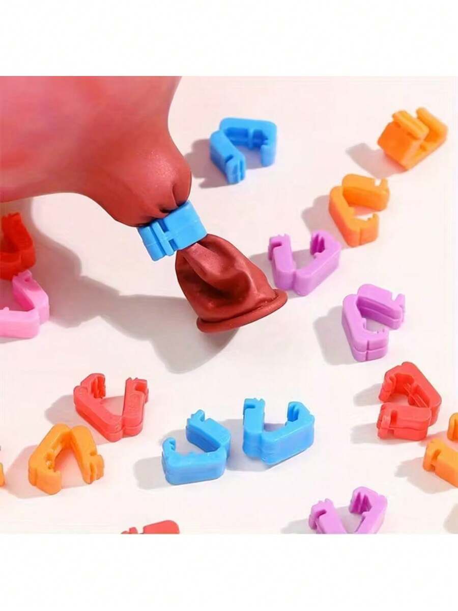 100 Stück bunte Plastik-Ballonclips - Schnelle Verschluss-Accessoires für Partydekorationen, Hochzeiten, Geburtstage und andere Anlässe - Mehrfarbig - Übersicht 1
