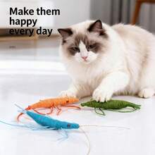 New Cat Toys With Catnip, Yarn, Shrimp & Insect Shaped, Self-Playing & Entertaining Cat Toys - Multicolor - View 5