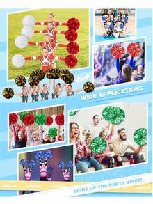 2个啦啦队彩球，颜色鲜艳，加厚加密，带环，更耐用，适用于啦啦队比赛、派对、表演。 - 彩色 - 查看 5