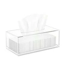IIMIEI - Funda de caja de pañuelos de acrílico soporte rectangular con imán infer dispensador de serlls moderno para oficina en casa restaurante tranrente - Transparente - Ver 1