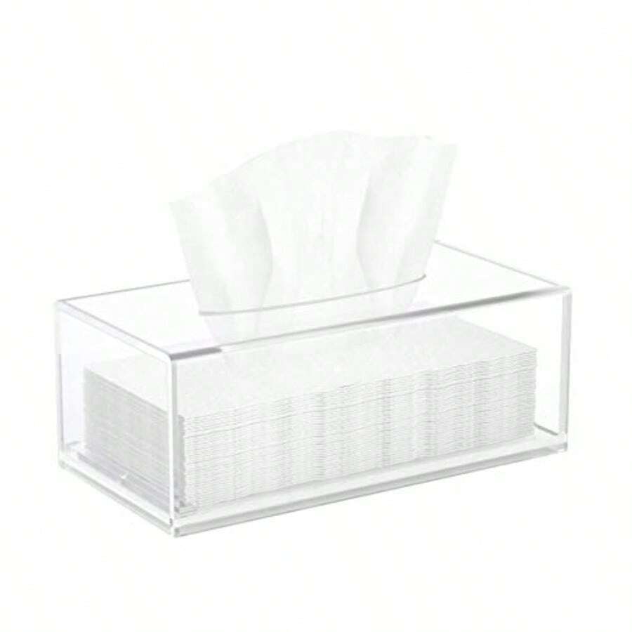 IIMIEI - Funda de caja de pañuelos de acrílico soporte rectangular con imán infer dispensador de serlls moderno para oficina en casa restaurante tranrente - Transparente - Ver 1