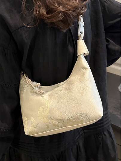 1pc Silk Brocade New Chinese Style Retro Silk Brocade Fashion Minimalist Shoulder Crossbody Handbag