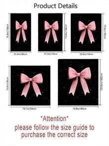 1/4pcs Pink Ribbon Bow Pattern Bathroom Set, Including Shower Curtain, Bath Mat, Toilet Lid Cover, And U-Shaped Mat - A - View 4