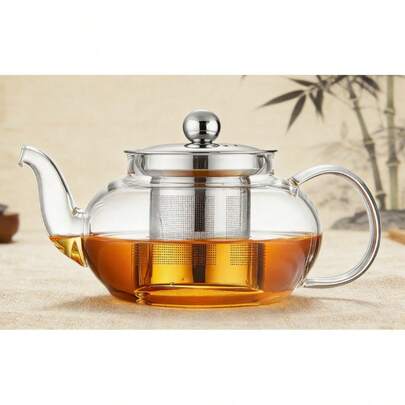 Teapot With Removable Infuser, 20 Oz/600ml Glass Tea Pot Small Borosilicate Tea Steeper Kettle With Loose Leaf Tea Strainer For Flower Blooming Tea, ClearTea Maker Pitcher