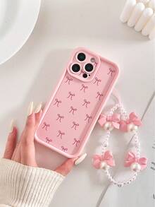 Bow-Knot Painted Groove Pink Detachable Bracelet Thick Precise Hole Minimalist Anti-Drop Thick Phone Protective Case Printed Suitable For IP17/IP17PROMAX/Iphone16/Iphone16pro/Iphone16promax/IPhone16plusiphone15 XR /7/8 Iphone15Promax/12PROMAX/13PROMAX/14PROMAX 13 14 11 12p14 P11 P12 XS.XR /78P.78GES2 Phone Case - Multicolor - View 4