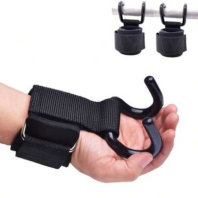 2pcs Black Weightlifting Wrist Wraps, Fitness Squat Deadlift Pull-Up Wrist Hook, Gym Equipment, Weight Training, Strengthen Grip Strength Without Stretching, Gift For Boyfriend/Girlfriend, Parents, Friends, Coworkers, Travelers, Home/Office Workers