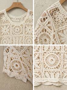 Áo kiểu nữ mùa hè phong cách Bohemian khoét eo | Áo tay ngắn dáng rộng phù hợp cho kỳ nghỉ, lễ hội, dạo biển và phong cách đường phố châu Âu. - Màu be - Xem 11