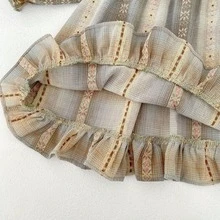 Spring & Autumn New Baby Girls Dress, Toddler Girls Floral Jacquard Long Sleeve Sister Matching Dress, Fashionable Casual Versatile Skirt - Khaki - View 10