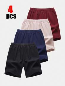 4pcs Men's Lightweight Casual Bermuda Shorts, Fashion Sports Outdoor Running Shorts For Daily Commute, Summer - Multicolor - View 3