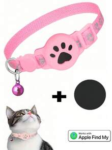 1件装宠物猫项圈，带苹果“查找我的追踪器”功能，可调节反光猫项圈，尺寸7-9英寸，动物印花设计，可拆卸项圈，仅适用于猫，不适用于安卓设备 - 彩色 - 查看 14