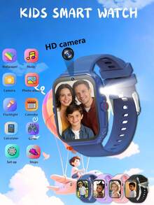 最佳儿童礼物，300mAh，2025新款儿童智能手表，儿童游戏手表，18款趣味游戏，1.83英寸触摸屏，超低功耗芯片，计步器，摄像头，手电筒，闹钟，相册，日历，计时器，计算器，秒表，照明 - 查看 2