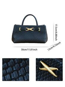 2026 Spring/Summer New Woven Handbag, Fashion Versatile High-End Ombre Snake Skin Pattern Tote Bag, Minimalist Large Capacity Commuter Bag For Women, Retro Metal Buckle One Shoulder Crossbody Bag - Multicolor - View 10