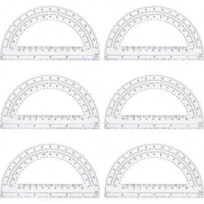6pcs Protractor School, 6 Inch Plastic Protractors, 180 Degrees Accurate Protractor For Geometry, School Teacher Math Office