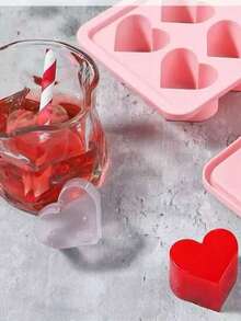 Silicone Ice Cube Tray Mold, Heart Shaped Ice Cube Mold, Silicone Ice Cube Tray For Freezing Water, Fruit, Cocktail, Whiskey - Pink - Multicolor - View 5