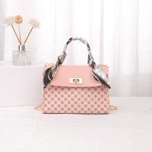 New Fashion Mini Scarf Strap Chain Shoulder Crossbody Bag, Women's Handbag With Detachable Polka Dot Small Square Scarf - Pink - View 6