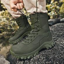 Outdoor Hiking Shoes, Camping Desert Boots, Safety Work Boots, Lightweight Durable Military Combat Boots, Comfortable High-Top Shoes, Fashionable Men's New Triangular Delta Climbing Shoes, Battlefield Training Military Boots - Army Green - View 4