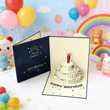 1pc Pop-Up Birthday Card, Laser Cut Happy Birthday Greeting Card With Envelope, Suitable For Mom, Wife, Sister, Boy, Girl, Friend - Multicolor - View 4