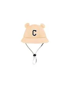 1 pieza Sombrero ajustable y transpirable para niños con 26 letras personalizadas, sombrero de cubo para protección solar en la playa, adecuado para actividades al aire libre, uso diario y como regalo de cumpleaños para niñas pequeñas y bebés - Caqui - Ver 6