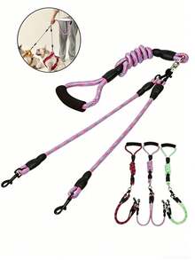 2pcs Wavy Design Detachable Dog Leash, Includes Nylon Leash, Suitable For Walking Two Dogs - Multicolor - View 3