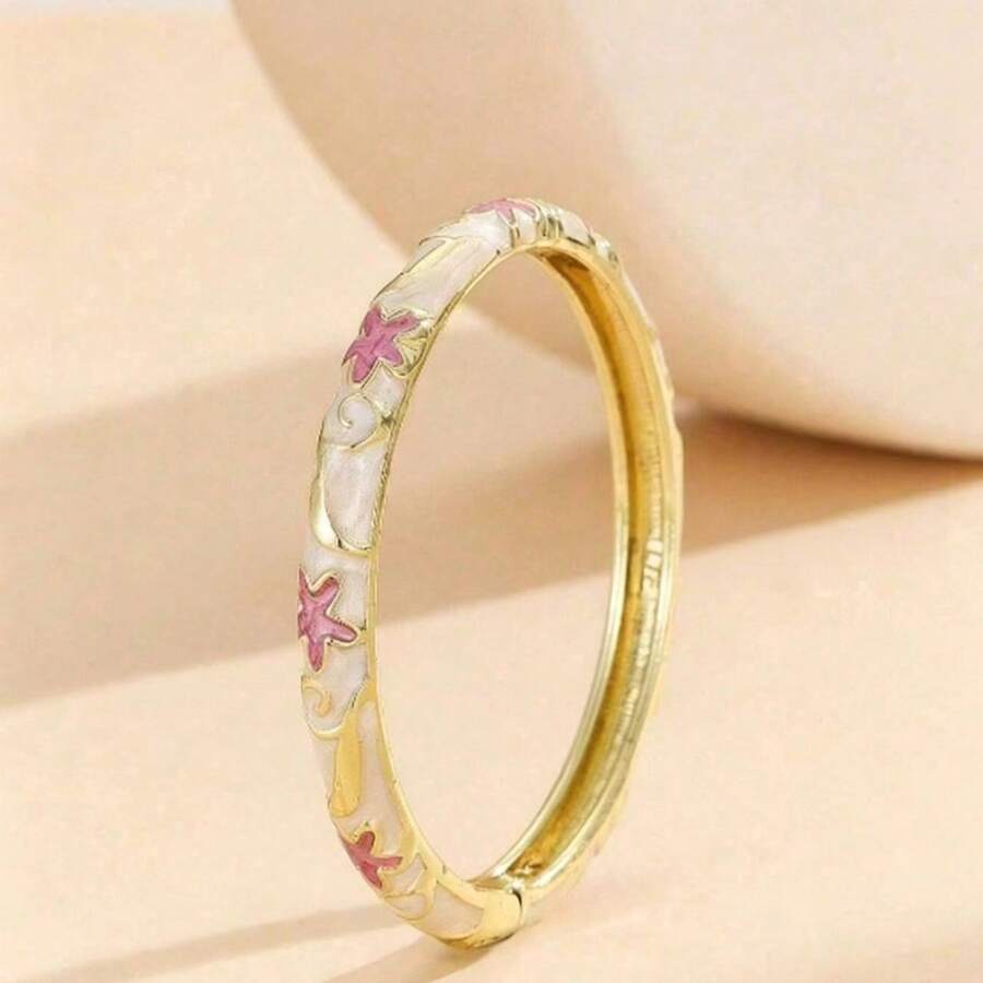 1 chiếc vòng tay kiểu Bohemian mới, mạ vàng và tráng men, thời trang, phù hợp cho bé gái và phụ nữ. - D3741 - Xem 1