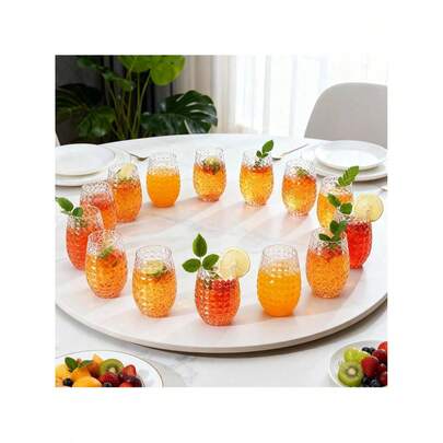 6/12-Pack 12oz Pineapple Cups, Shatter-Resistant PET Plastic Beer Cups, Adorable Clear Summer-Themed Cups, Suitable For Daily Use, Holidays, Parties, Smoothies, Iced Coffee, Desserts, Indoor/Outdoor Use, Reusable