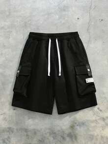 1pc Men's Casual Cargo Shorts With Large Pockets, Summer - Black - View 1