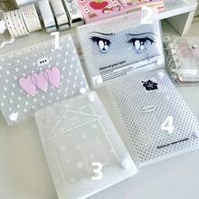 1pc A6 Size Linen Snowflake Frosted Desktop Mini Card Sticker Storage Box, Transparent Dust-Proof Card Organizer School Supplies - Rectangle - View 13