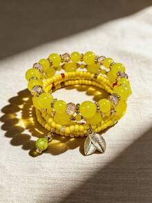 Set de 4 piezas de pulseras de joyería con cuentas de mijo - Amarillo - Ver 3