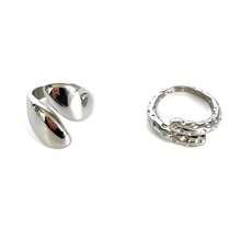 1 Set Stainless Steel Water Drop Criss-Cross Volcano Crater Unique Versatile Waterproof Fade-Resistant Fashion Ring Set For Women - Silver - View 4