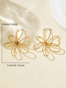 2pcs/Set Handmade Floral Woven Earrings, Suitable For Women's Vacation And Daily Wear - Yellow Gold - View 4