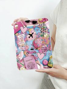 Cute Pink Travel Elements Shockproof Basic Pad Case 1pc Pink Travel Collage City Landmark Passport & Airplane Print Transparent Protective Case Integrating Passport & Globe City Landmark Travel Aesthetic Design Suitable For 10th Gen Suitable For Travelers Cute Style Lovers Birthday Anniversary Spring Gift - Clear - View 24