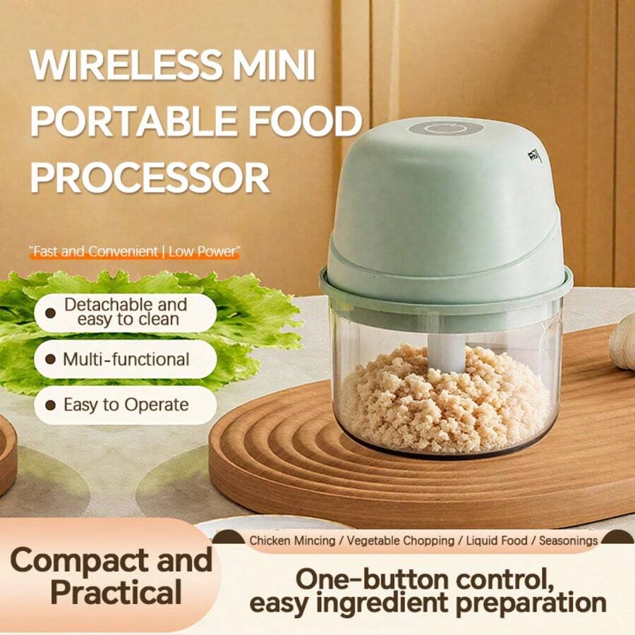 Kitchen Electric Garlic Chopper - Mint Green - View 1