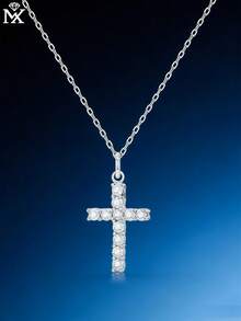 1 chiếc dây chuyền hình thánh giá bằng bạc sterling 925 đính đá Zirconia của Niche Design, quà tặng cho phụ nữ vào ngày Valentine, sinh nhật, hoặc dịp kỷ niệm. - vòng cổ - Xem 2