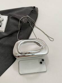 1个闪亮银色简约休闲复古优雅手提包，链条单肩斜挎包，适合派对，复古硬币装饰 - 亮銀色 - 查看 11