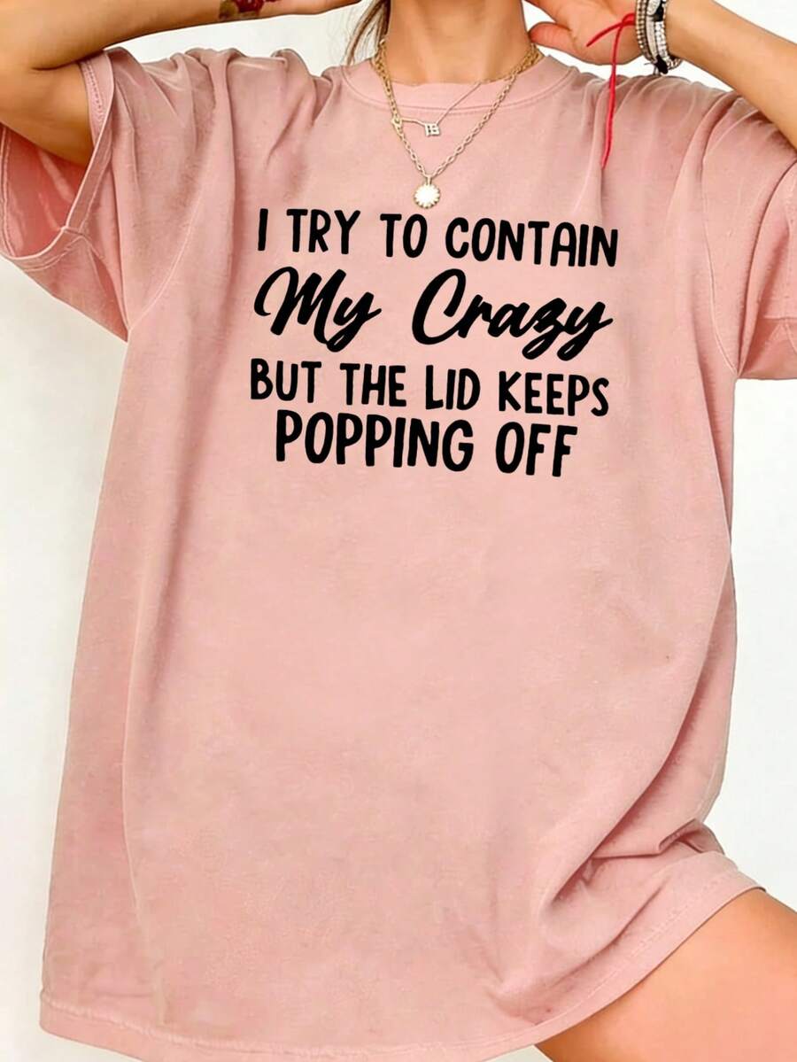 Áo thun nữ tay ngắn cổ tròn dáng rộng, họa tiết đơn giản dễ thương, kiểu dáng thường ngày, phù hợp cho kỳ nghỉ. Áo thun tay ngắn in họa tiết dành cho nữ, thích hợp mặc hàng ngày vào mùa hè, phù hợp cho các ngày lễ như Lễ Tình nhân, mùa tựu trường, Ngày Nhà giáo, v.v. Áo thun tay ngắn in chữ, mềm mại, rộng rãi và thoải mái, kiểu dáng cao cấp đường phố, phong cách thường ngày, đa năng, màu hồng. - Hồng - Xem 1